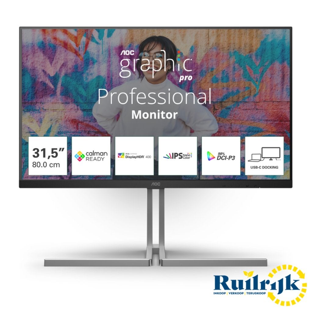 AOC Graphic Pro U32U3CV 32 inch 4K USB C Nano IPS Monitor, Computers en Software, Monitoren, AOC, Zo goed als nieuw, Support@aoc.com