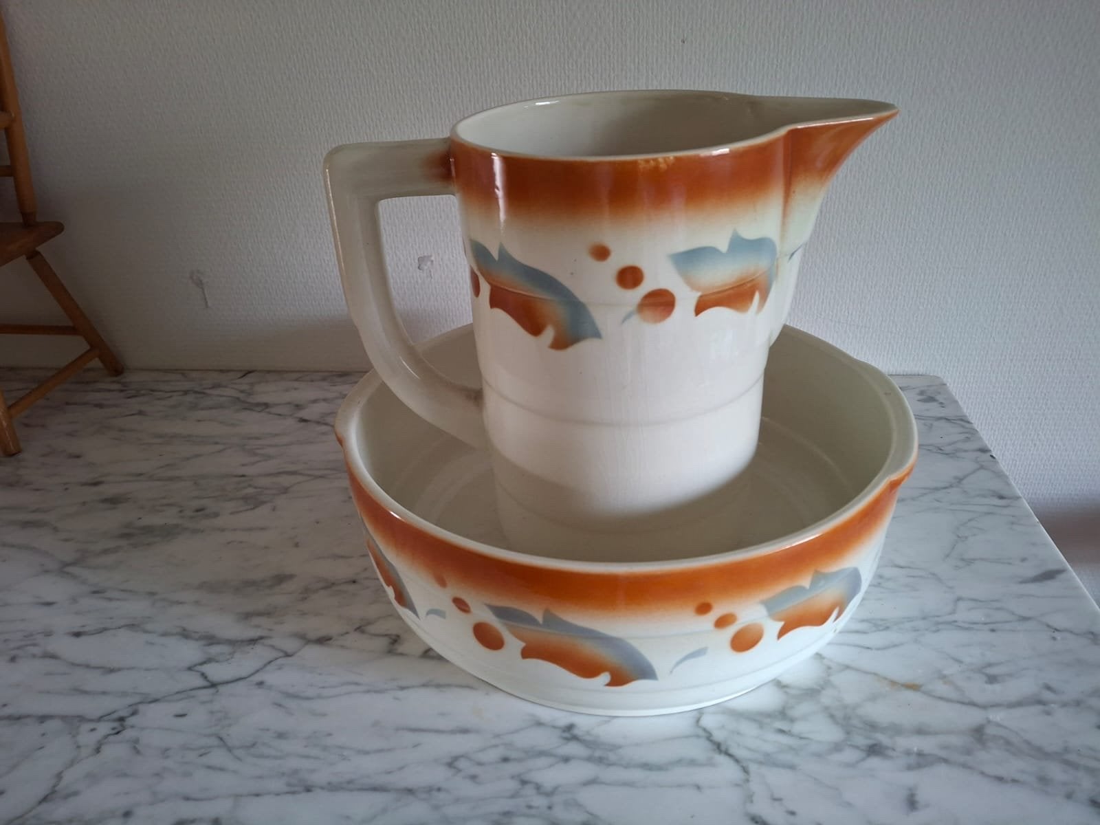 Vintage Lampetstel - kan en kom, Ophalen