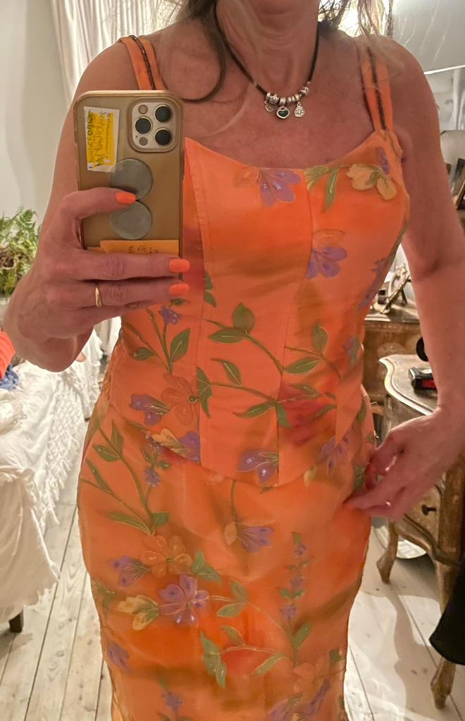 2 delig Rok pak maat M (rok+top)  oranje meerkleurig, Ophalen of Verzenden, Zo goed als nieuw, Oranje, Overige typen