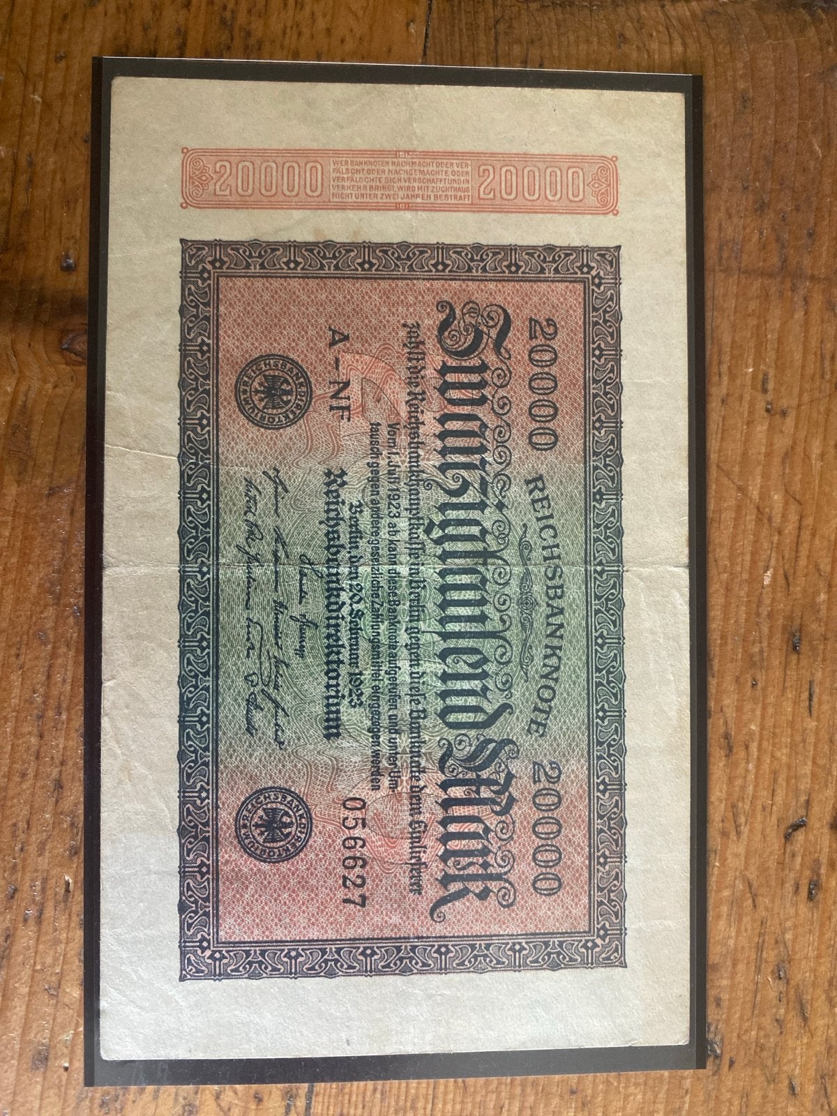 Duitse Reichsbanknote 20000 Mark 1923, Postzegels en Munten, Ophalen of Verzenden, Duitsland, Los biljet