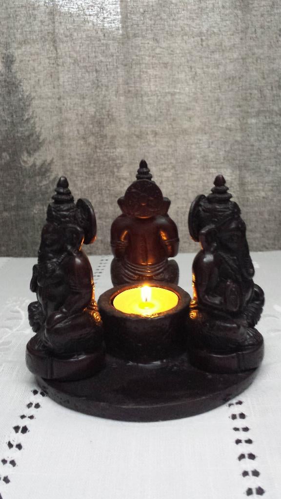Ronde Waxinelicht-houder ~ GANESHA ~ Ø 14 cm ~ NIEUW, Ophalen of Verzenden, Nieuw