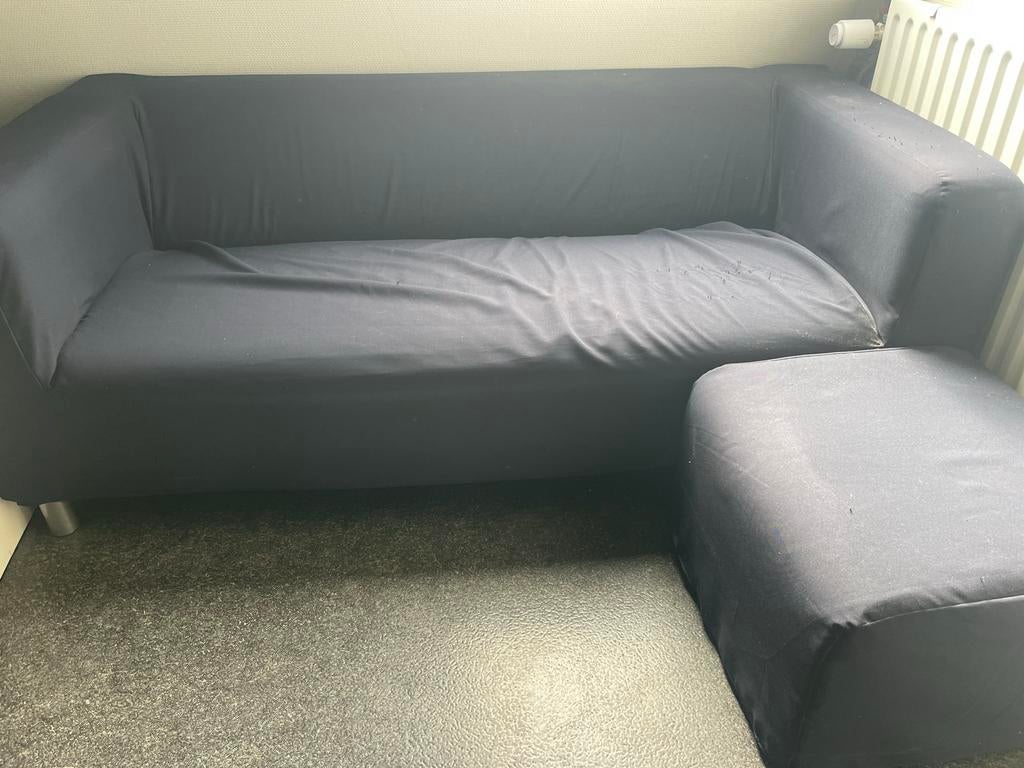 IKEA bankje en poef met afneembare hoezen, Ophalen, Gebruikt, Rechthoekig, Stof