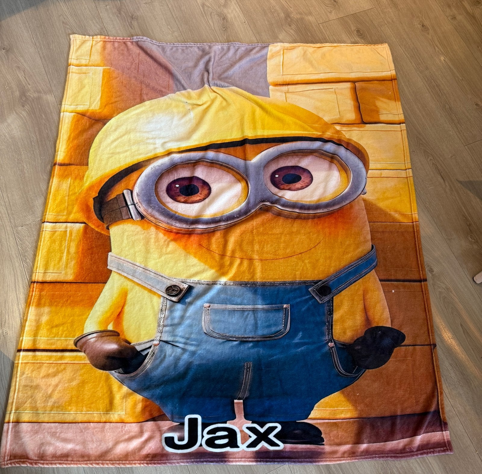 Minions deken met naam 'Jax', Gebruikt, Eenpersoons, Meerkleurig, Ophalen of Verzenden