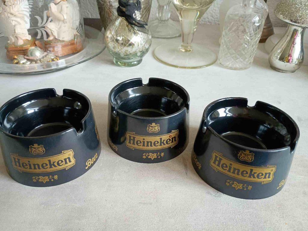 Drie oude Heineken asbakken, Ophalen of Verzenden, Zo goed als nieuw, Heineken