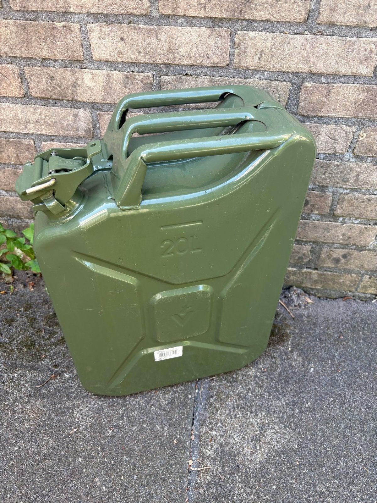 20L IJzeren Jerrycan Legergroen UN Gekeurd met Veiligheidsdo, Ophalen of Verzenden, Gebruikt