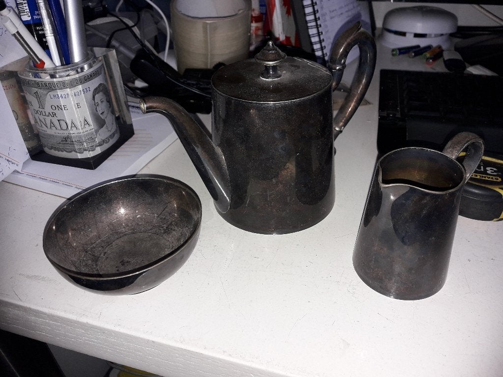 Verzilverde theeset  Coerten Gebr.Hepp (Z163-29), Ophalen of Verzenden, Zo goed als nieuw