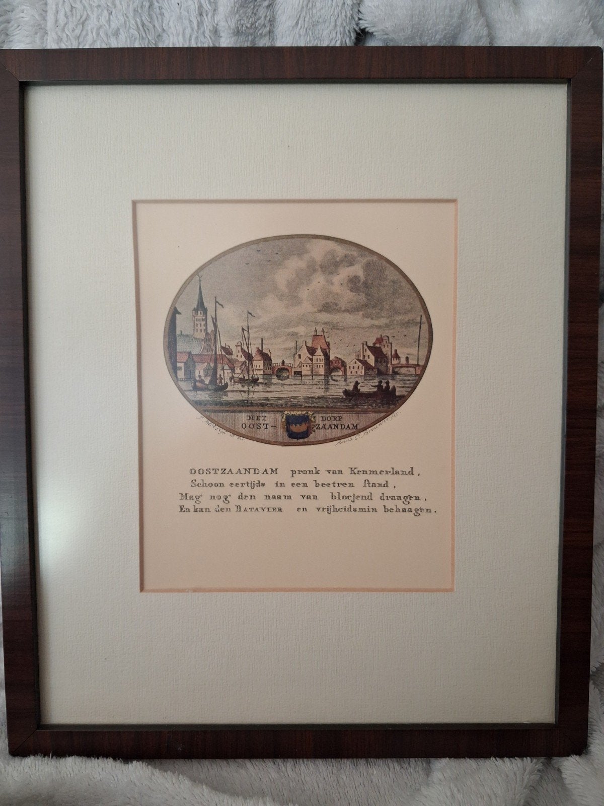 Antieke kopergravure OostZaandam, Ophalen of Verzenden
