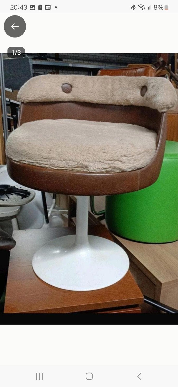 Vintage ronde tulpenfauteuil, jaren '70, retro fauteuil, Antiek en Kunst, Ophalen of Verzenden