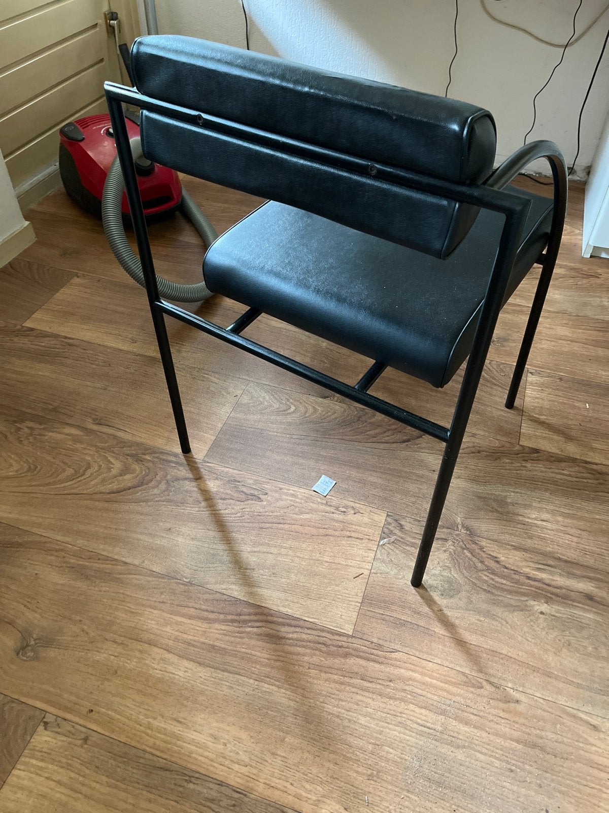Vintage BIEFFEPLAST Padova/Italy stoel, zwart, metaal/leer, Ophalen, Gebruikt, Zwart, Leer
