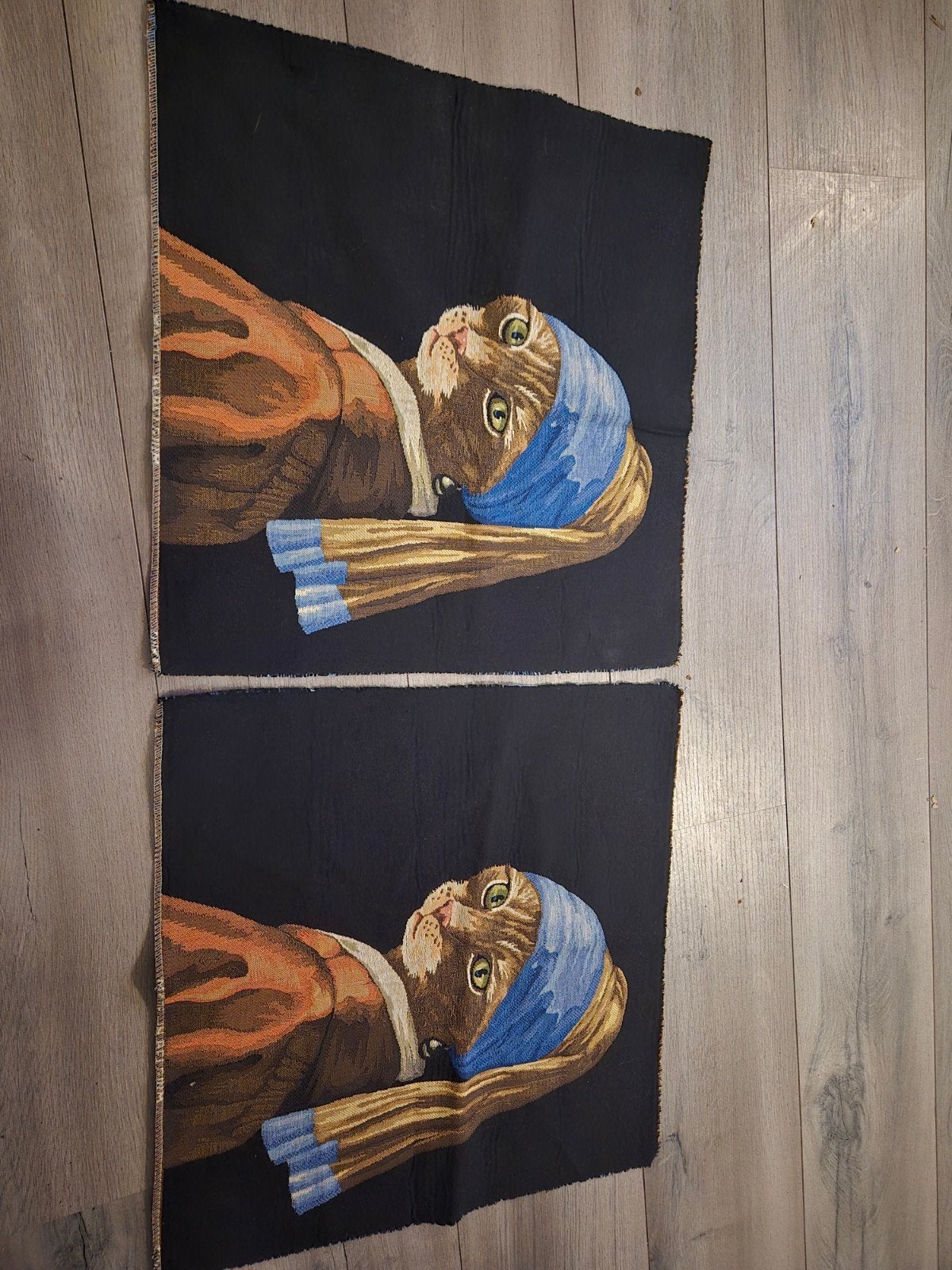 2x Wandtapijt Kat met Parel (Meisje met de Parel), Ophalen of Verzenden