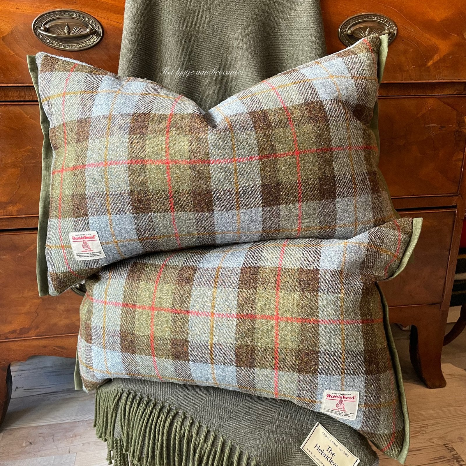 Handgemaakte kussen set Harris Tweed MacLeod, Westdijk 41 3241 GT Middelharnis, Info@lijstjevanbrocante.nl, Ophalen of Verzenden