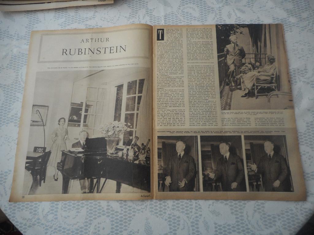 Arthur Rubinstein. Pianist. 1957., Ophalen of Verzenden, 1940 tot 1960, Knipsel(s)