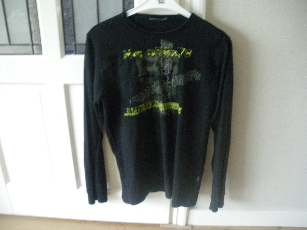 mooi zwart najaars shirt leuke print merk no excess large, Ophalen of Verzenden, Zo goed als nieuw, Maat 52/54 (L), Zwart