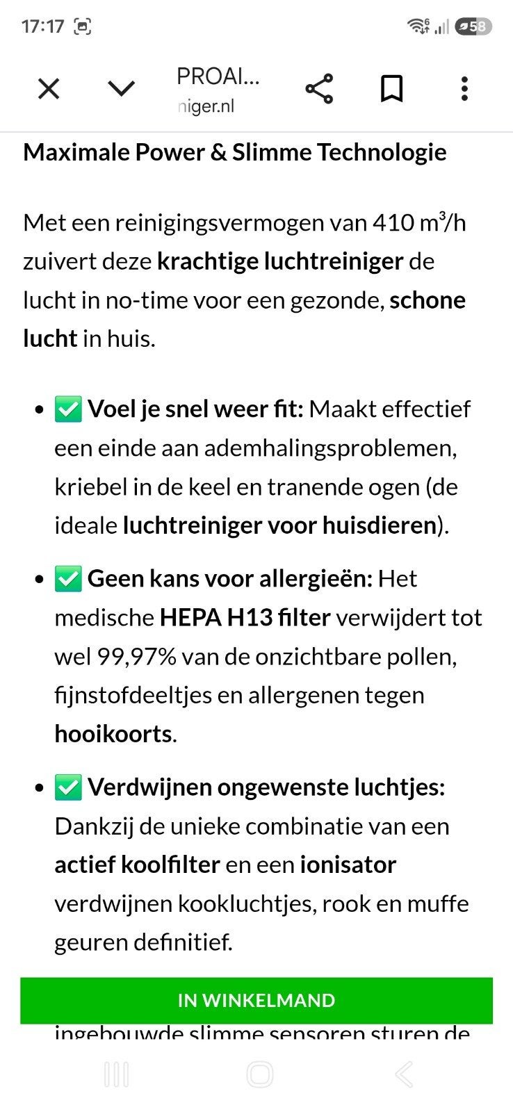 ProAirTech ZX 9000 Luchtreiniger - Zo goed als nieuw, Witgoed en Apparatuur, Ophalen, Zo goed als nieuw