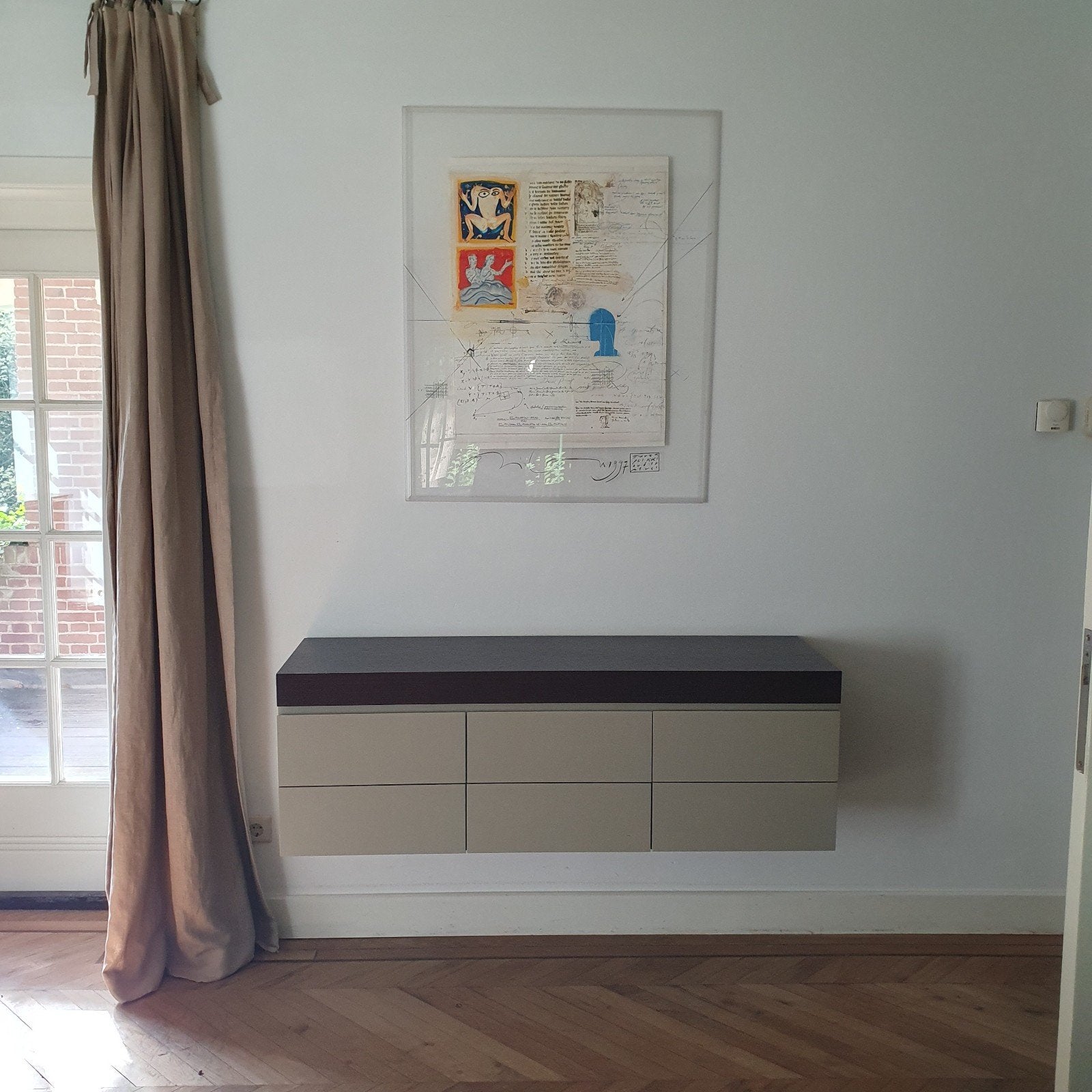 Zwevend dressoir handgemaakt, incl. wandophangsysteem, Huis en Inrichting, Ophalen, 100 tot 150 cm, Zo goed als nieuw, Met lade(s)