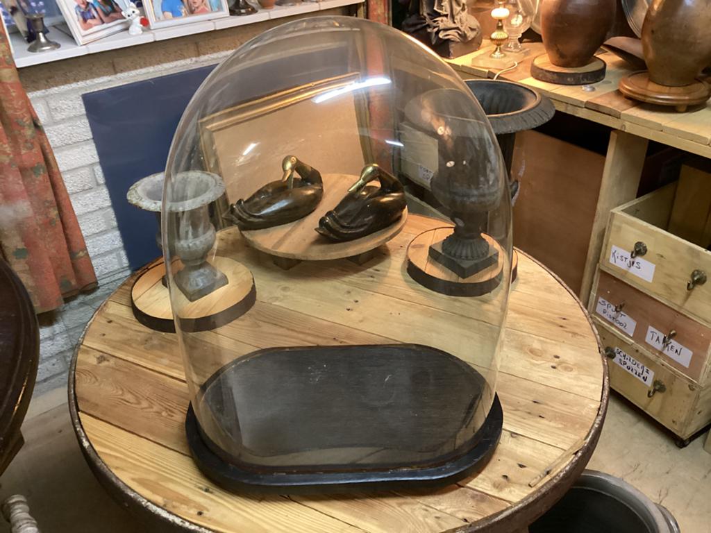 Super grote antieke glazen stolp van totaal 62 cm hoog, Ophalen, Gebruikt