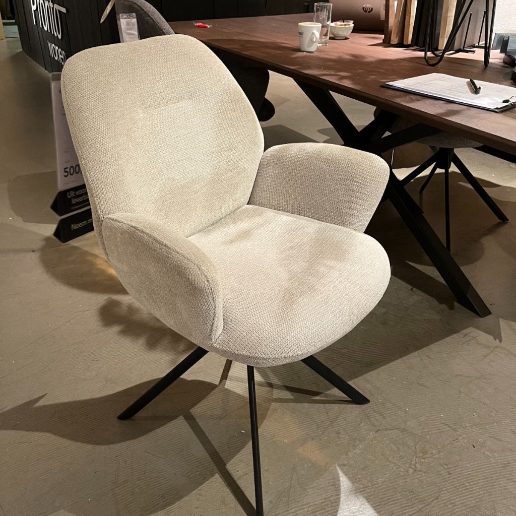 Loranzo Armstoel Stof Mito Beige - Pronto Wonen, Huis en Inrichting, Stoelen, Niet ingevuld, Niet ingevuld, Niet ingevuld