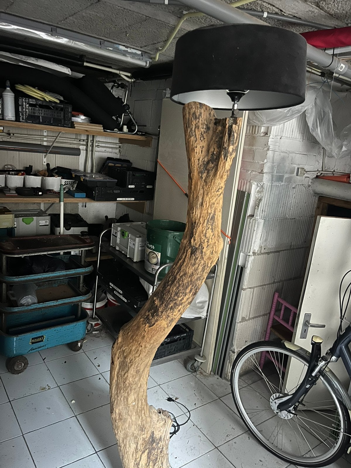 Boomstam lamp, Huis en Inrichting, Lampen | Vloerlampen, Ophalen, Minder dan 100 cm