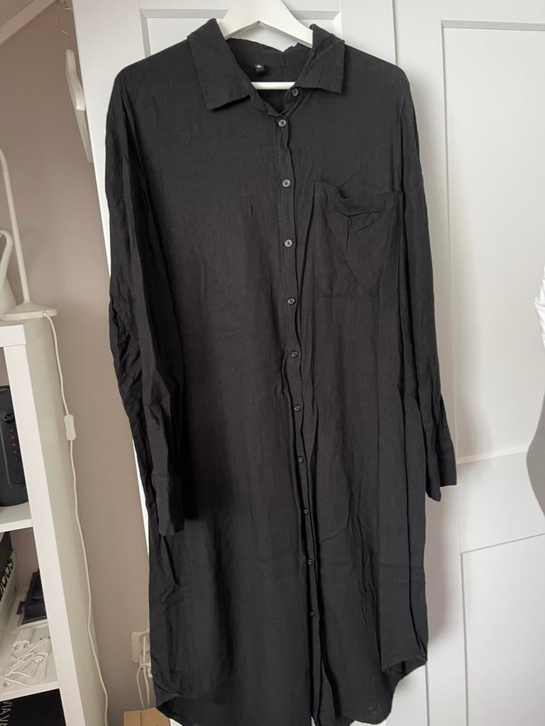 HEMA - prachtige linnenlook jurk zwart maat XL, Verzenden, Zwart, Maat 46/48 (XL) of groter, Zo goed als nieuw