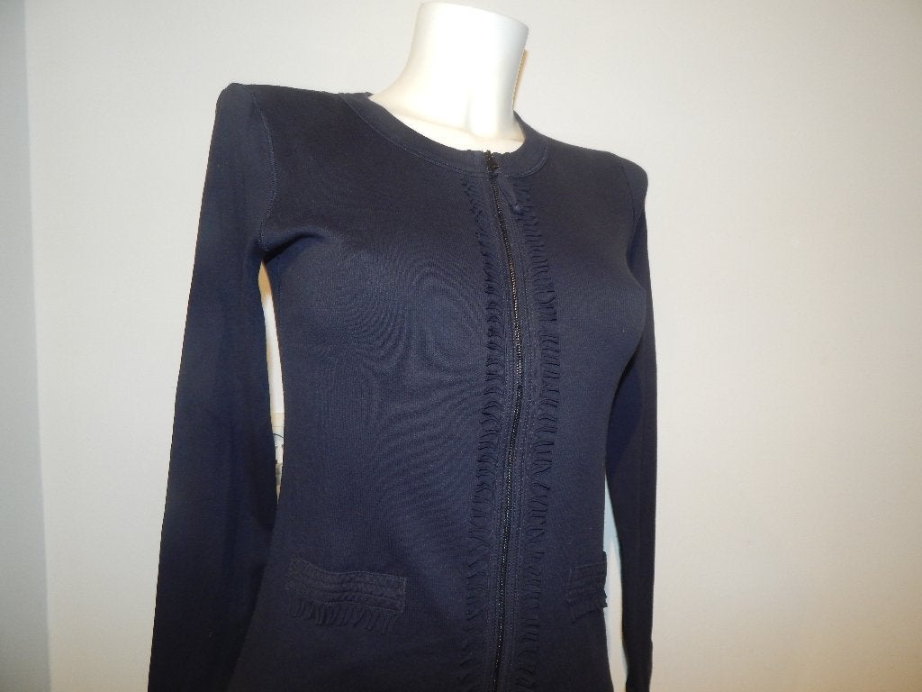 Marccain vest diep donker blauw afwerking franjes N3/M, Kleding | Dames, Maat 38/40 (M), Zo goed als nieuw, Marccain, Verzenden