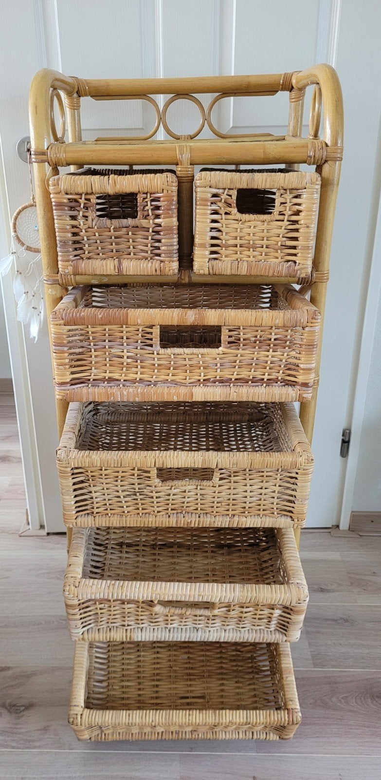 Vintage rotan/rieten opbergmeubel, Ophalen, 25 tot 50 cm, Minder dan 50 cm, Minder dan 100 cm