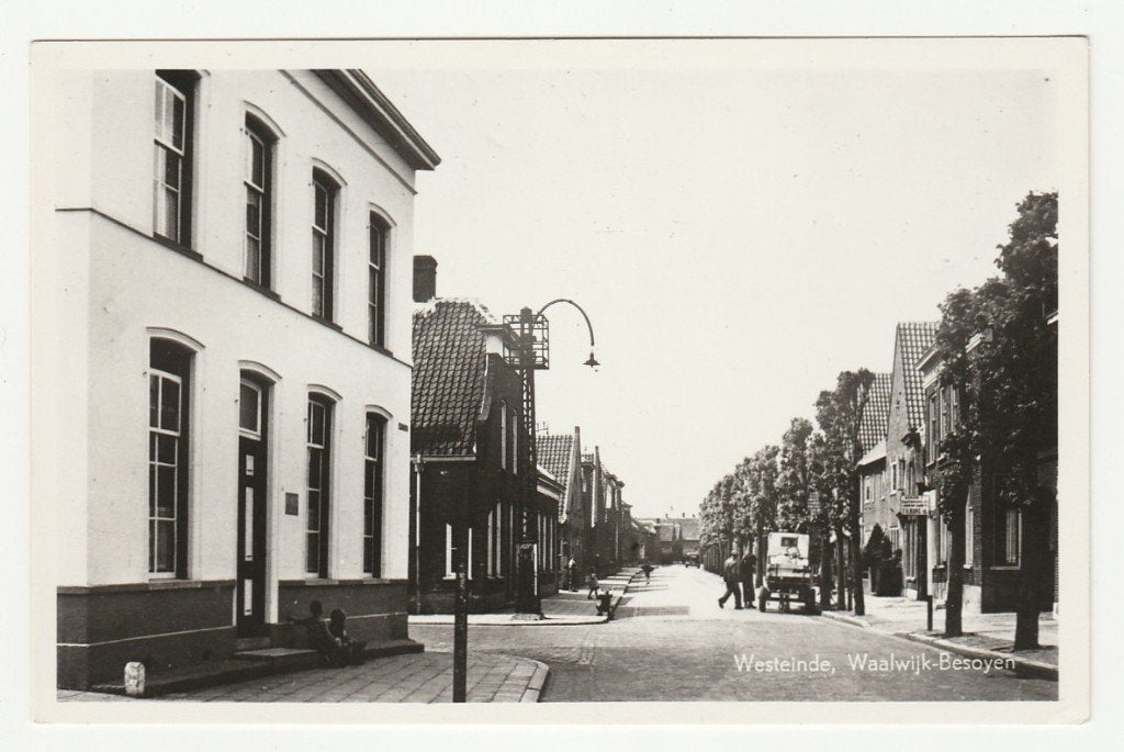 Waalwijk-Besoyen - Westeinde, Ophalen of Verzenden, 1940 tot 1960, Ongelopen, Noord-Brabant