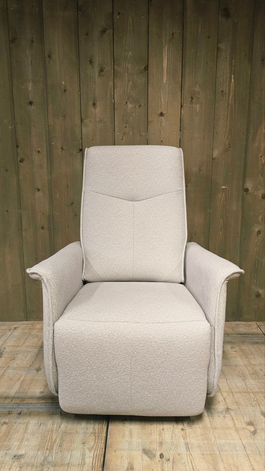 Mooie Witte Relax opsta Fauteuil batterij Direct leverbaar, Hout, Minder dan 75 cm, Nieuw, Ophalen of Verzenden