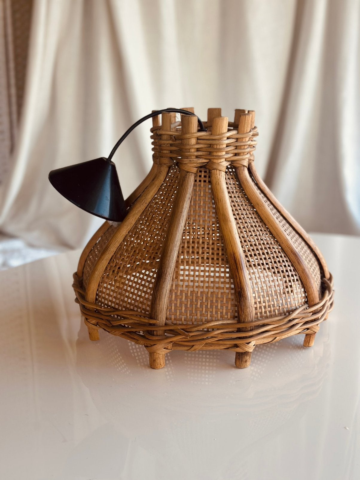 Manou Hanglamp Vintage Wabi Sabi Japandi, Gebruikt, Hout, Japandi, Wabisabi, Midcentury Modern,MCM, E27 (groot)