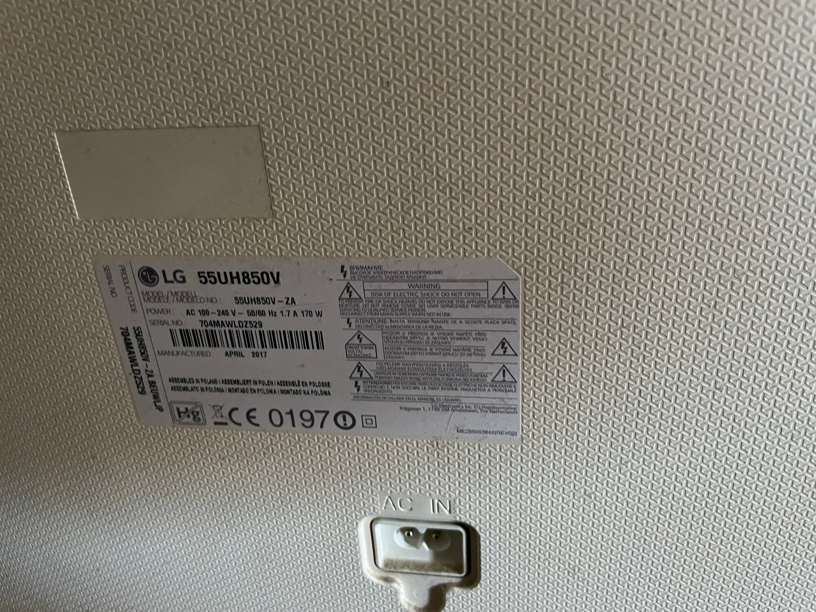 LG 55UH850V 55 inch 4K UHD Smart TV - Midden onderin kleine, Ophalen, 100 cm of meer, 4k (UHD), Gebruikt