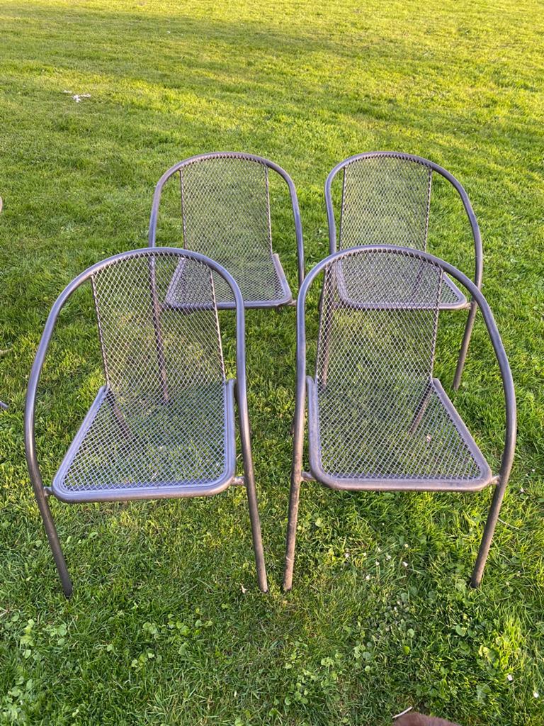 (Horeca) Metalen tuinstoelen per stuk of per 14 stuks, Ophalen, Gebruikt, Metaal, Stapelbaar