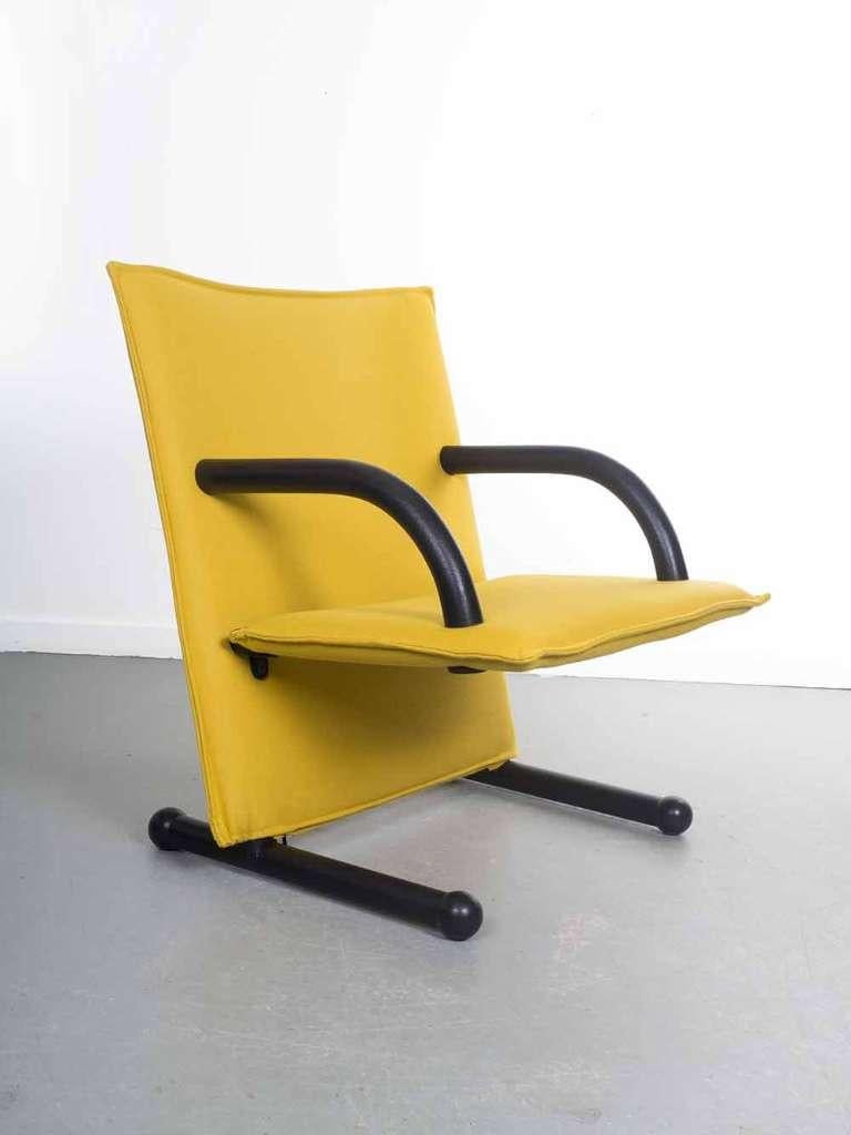 Gele Arflex T-line fauteuil – Burkhard Vogtherr, Huis en Inrichting, Fauteuils, Ophalen of Verzenden, Zo goed als nieuw, Minder dan 75 cm