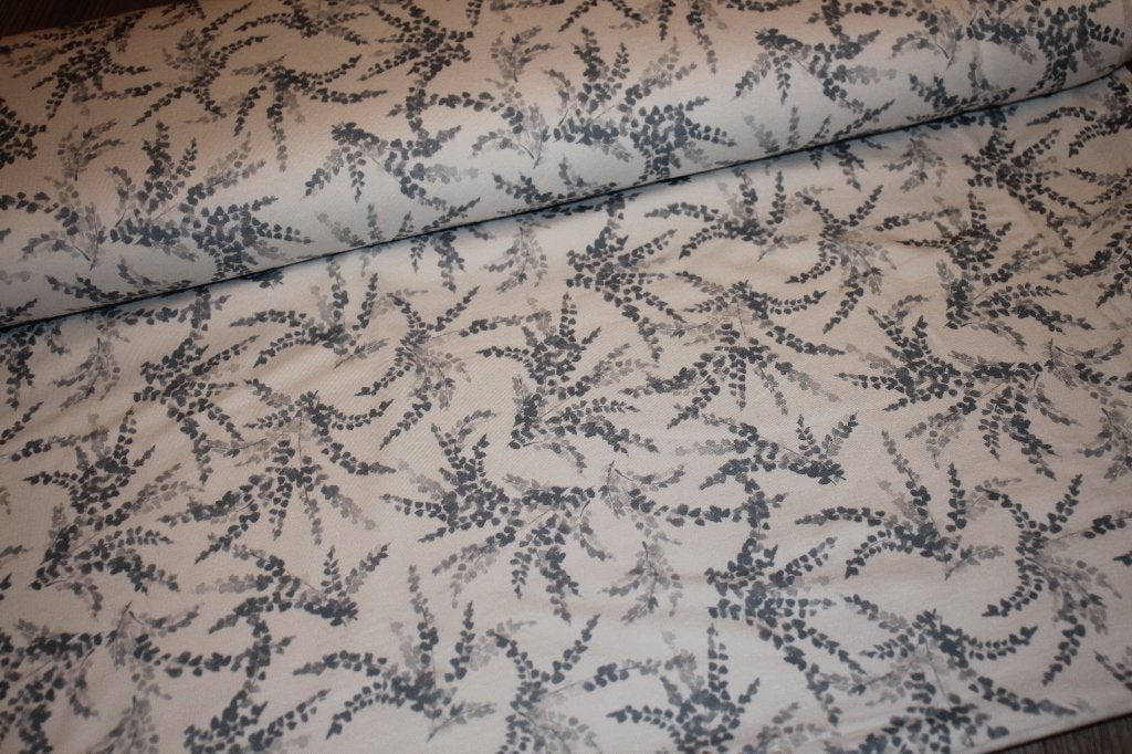 Family Fabrics jersey tricot stof - Ferns Sky #3282, Blauw, 120 cm of meer, Ophalen of Verzenden, Katoen