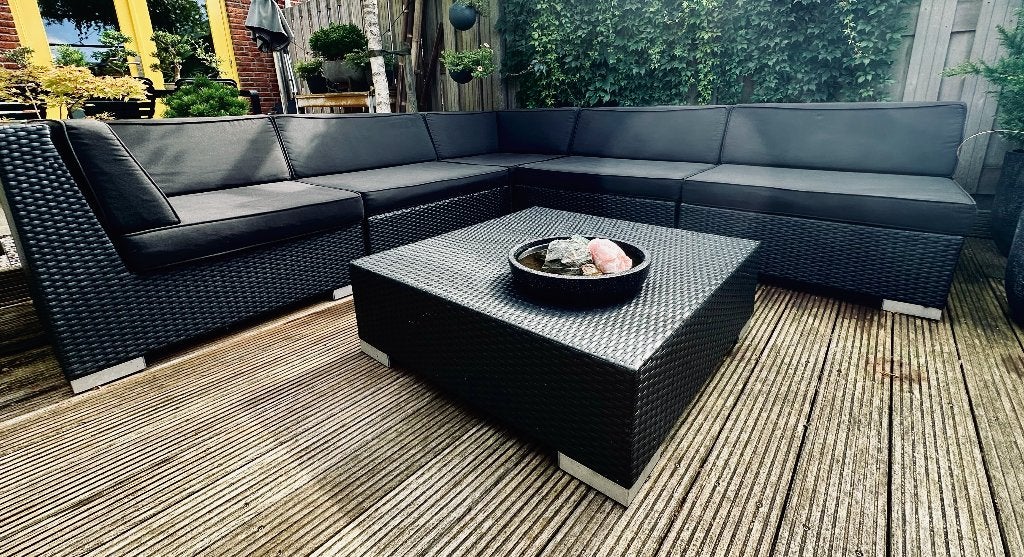 Ruime antraciete loungeset met hocker