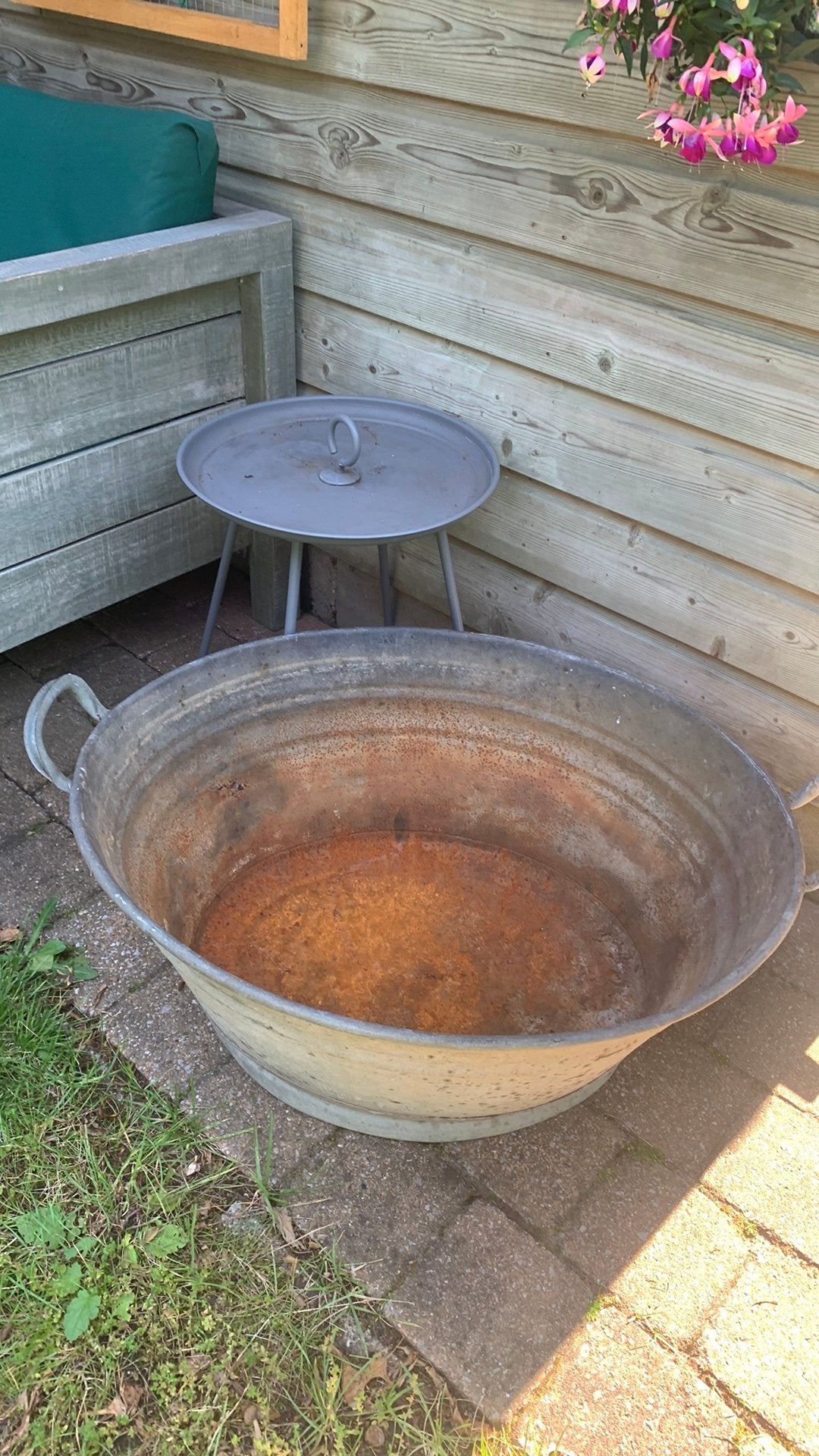 Grote zinken teil - Vintage wasbak/plantenbak, Ophalen of Verzenden