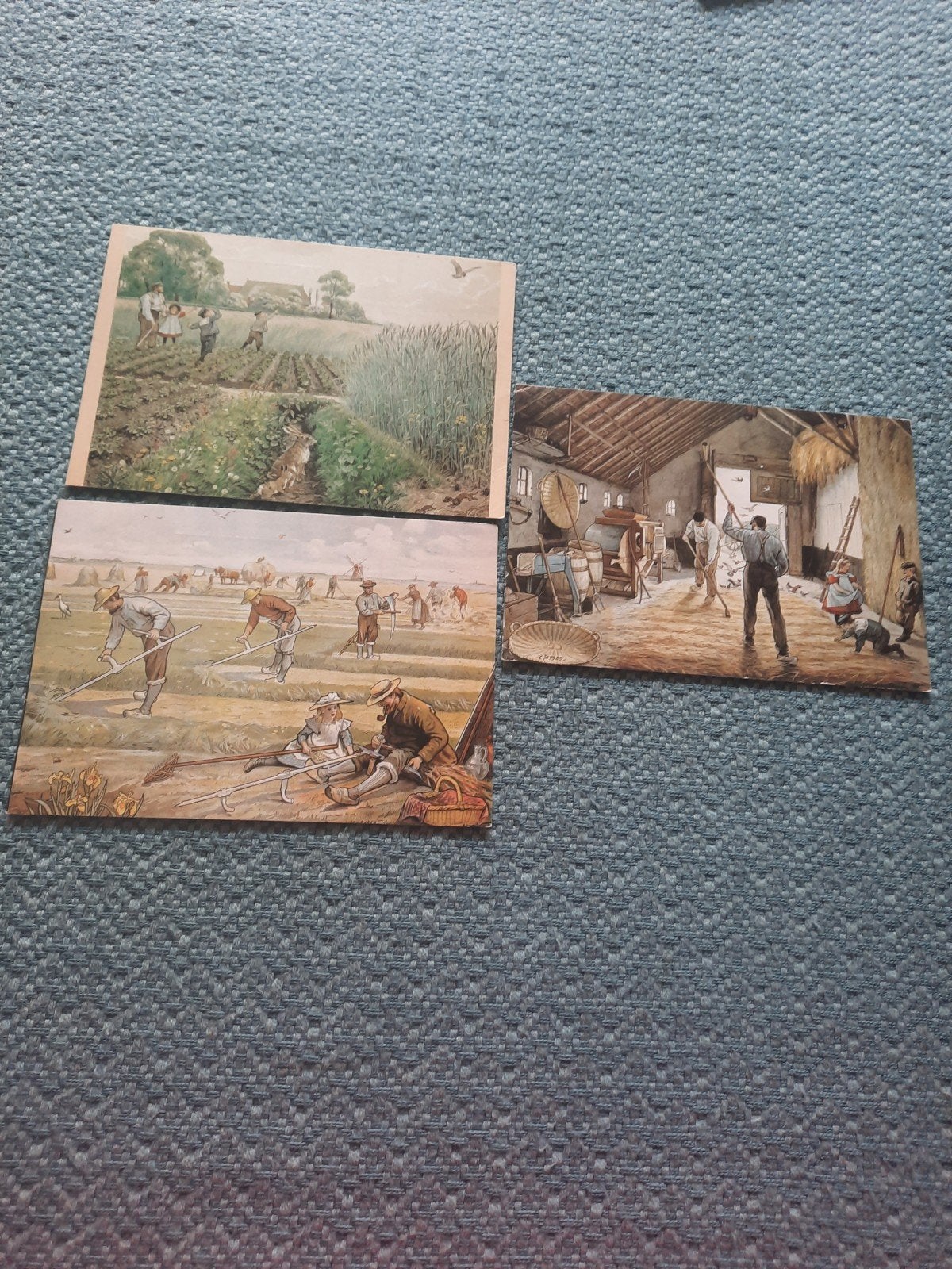Set van 3 oude ansichtkaarten: Landbouwtaferelen, Verzamelen, Ansichtkaarten | Themakaarten, Ophalen of Verzenden