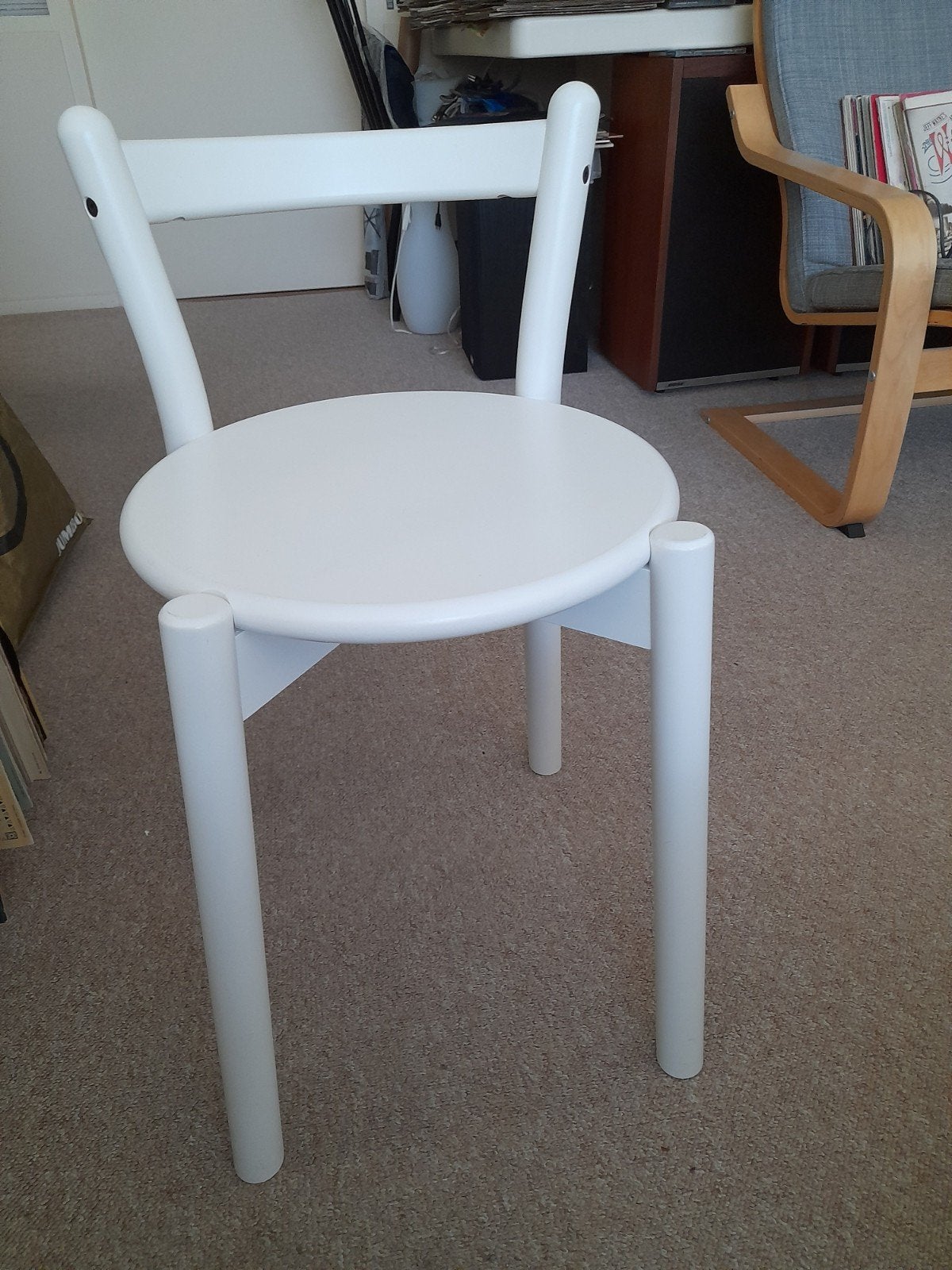 Witte hout krukje Ikea (2X) - zgan, Huis en Inrichting, Krukjes, Ophalen, Zo goed als nieuw, Hout