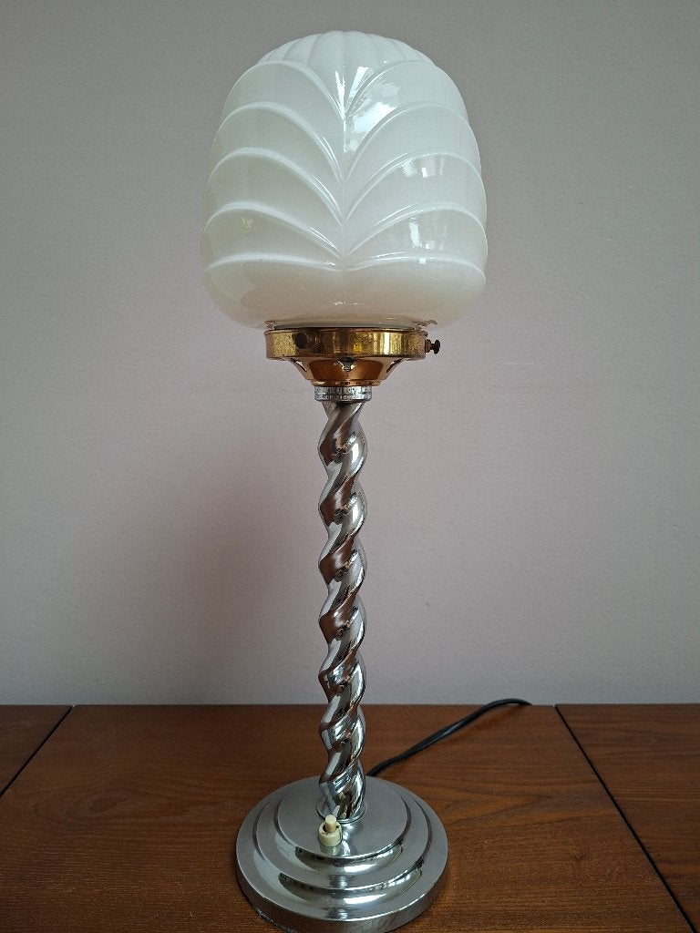 Jaren 30 Art Deco barley twist lamp Jacques Adnet, Ophalen, Met schakelaar, Gebruikt, Art deco