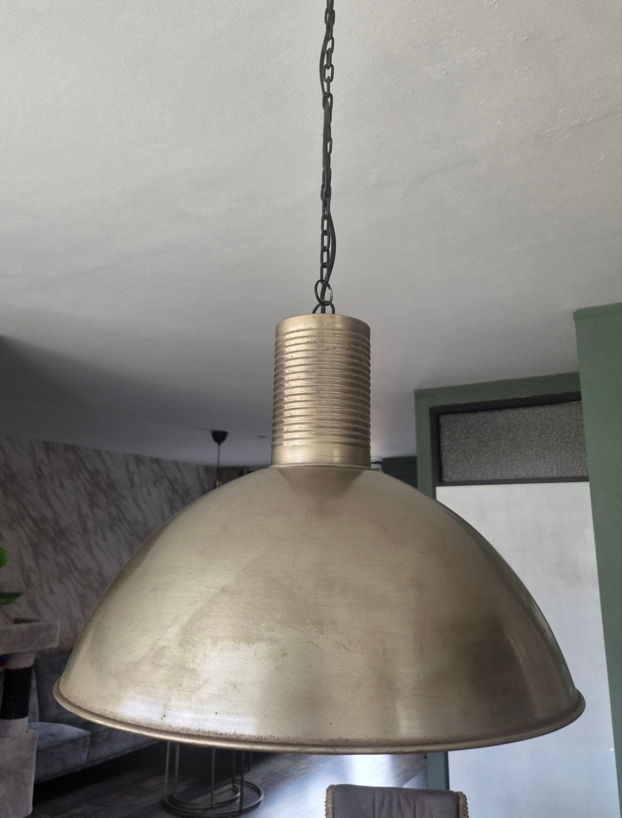 industriële hanglamp, Huis en Inrichting, Lampen | Hanglampen, Ophalen, Gebruikt, E27 (groot), Metaal
