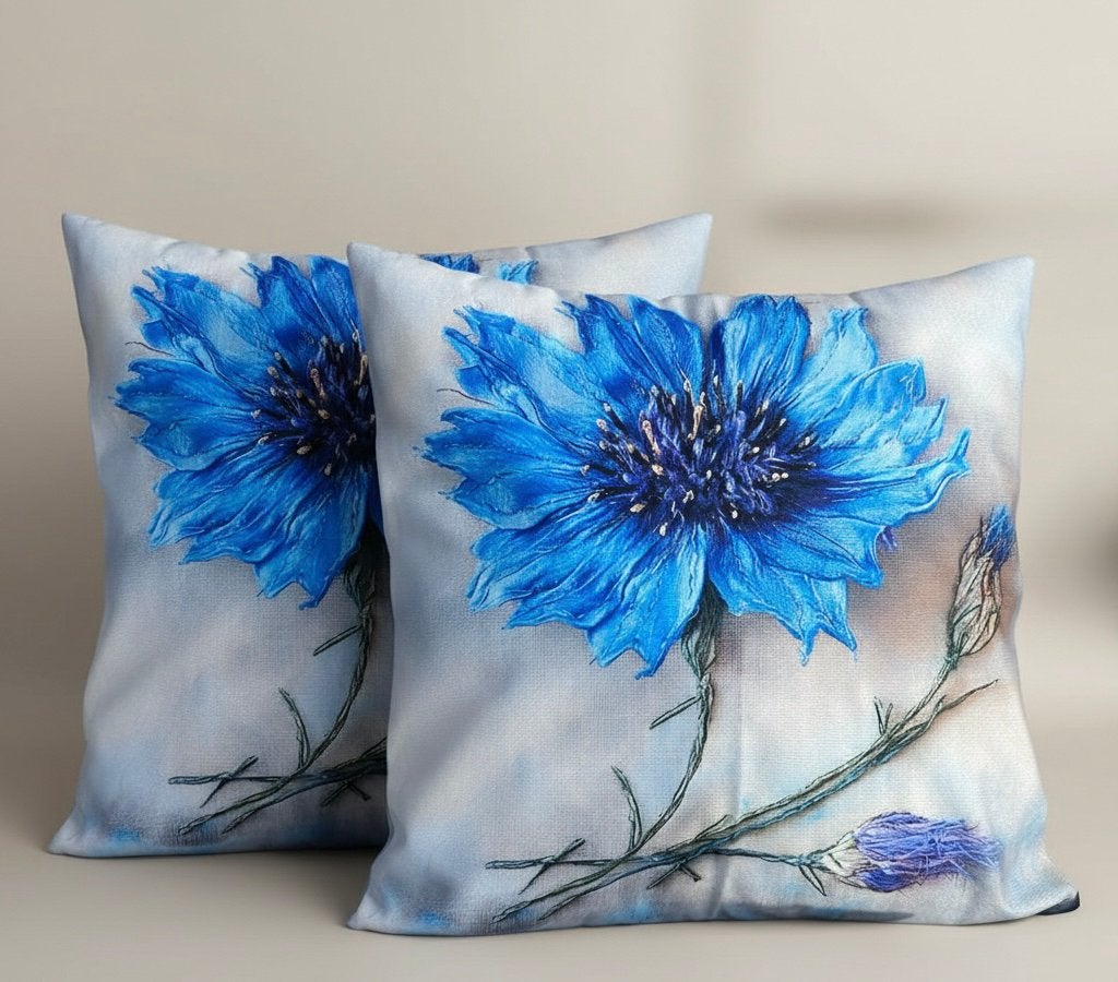 NIEUW !! 2 kussenhoesjes met bloem in mooie kleurencombi, Ophalen of Verzenden, Nieuw, Vierkant