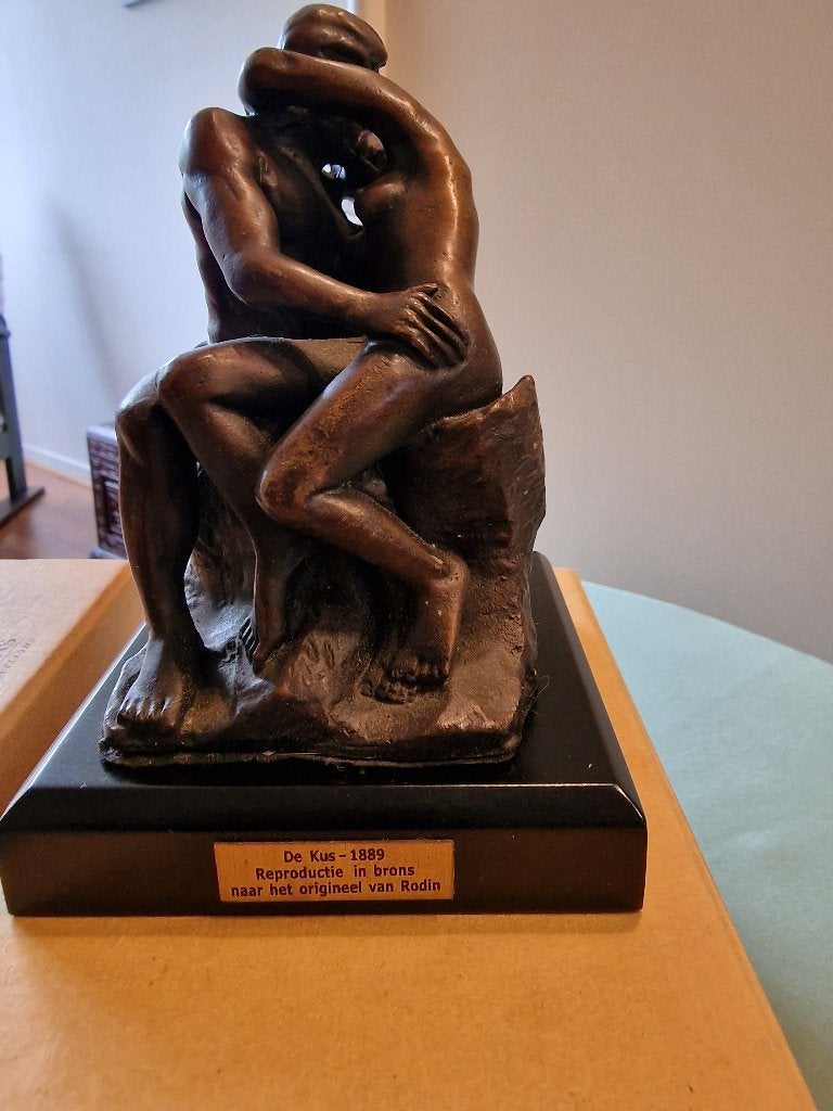 De Kus - 1889, reproductie in brons naar Rodin, Ophalen, Groep mensen, Minder dan 20 cm, Brons