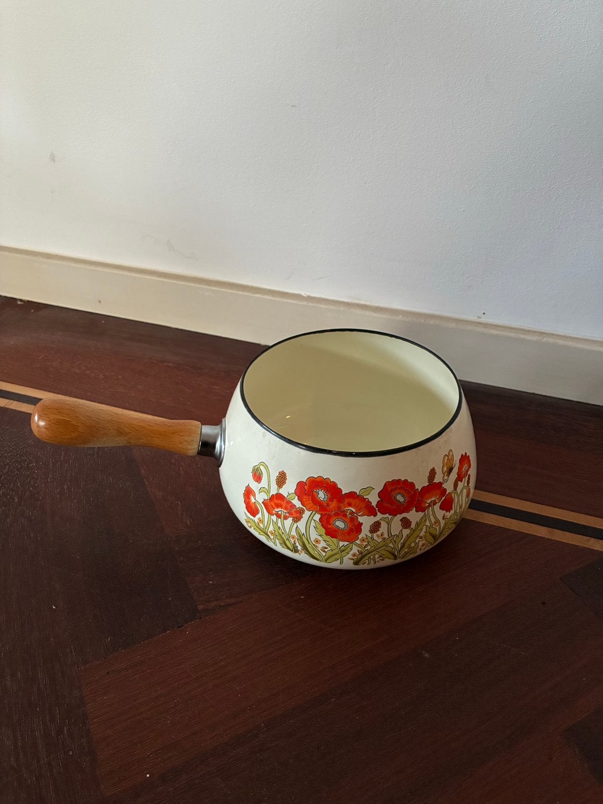 Vintage emaille pan "Wildflower" (klaproos) jaren '70, Ophalen