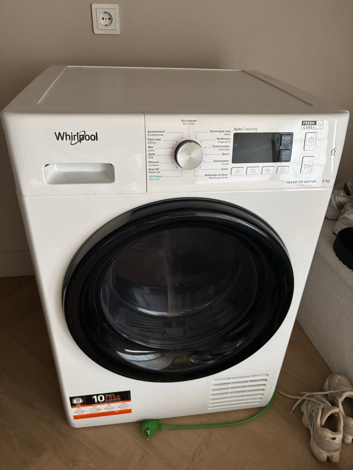 Kapotte Whirlpool wasdroger 9 kg, Ophalen, Wolprogramma, 8 tot 10 kg, Zo goed als nieuw
