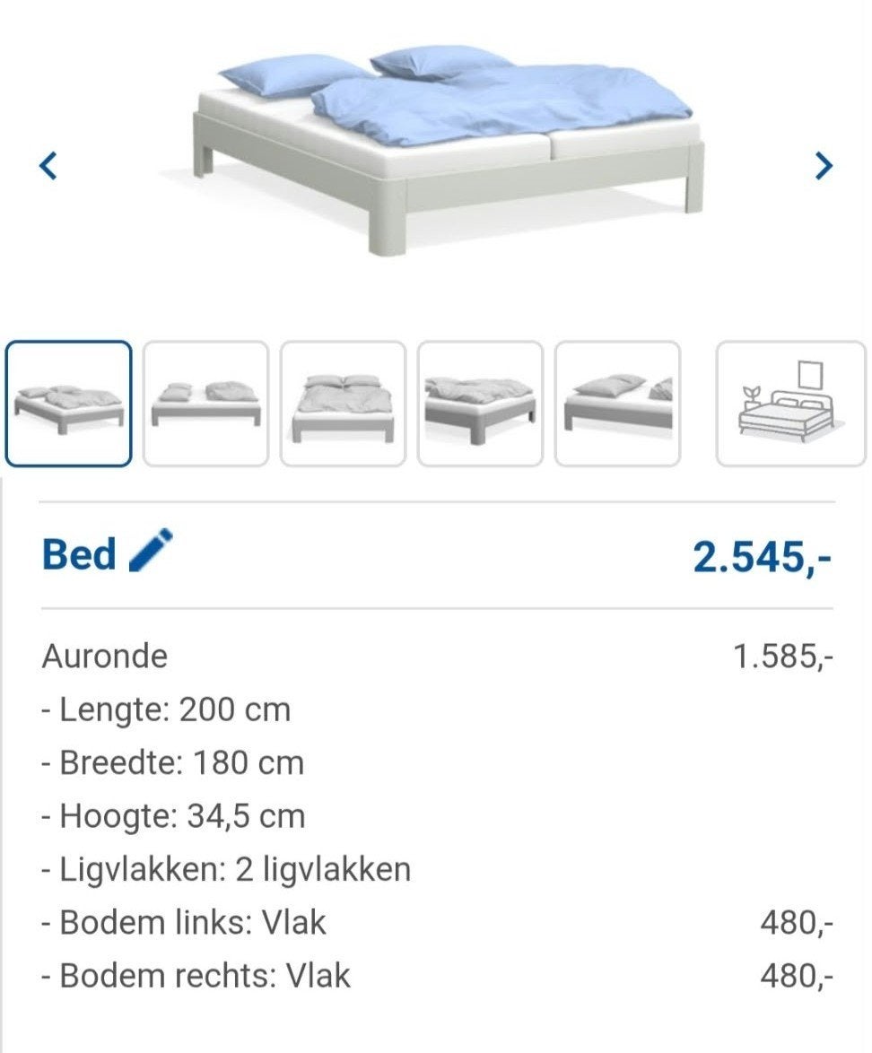 Auping Auronde 180x200 Pure White met 2 vlakke spiralen, Ophalen, Gebruikt, 180 cm of meer, 85 tot 100 cm