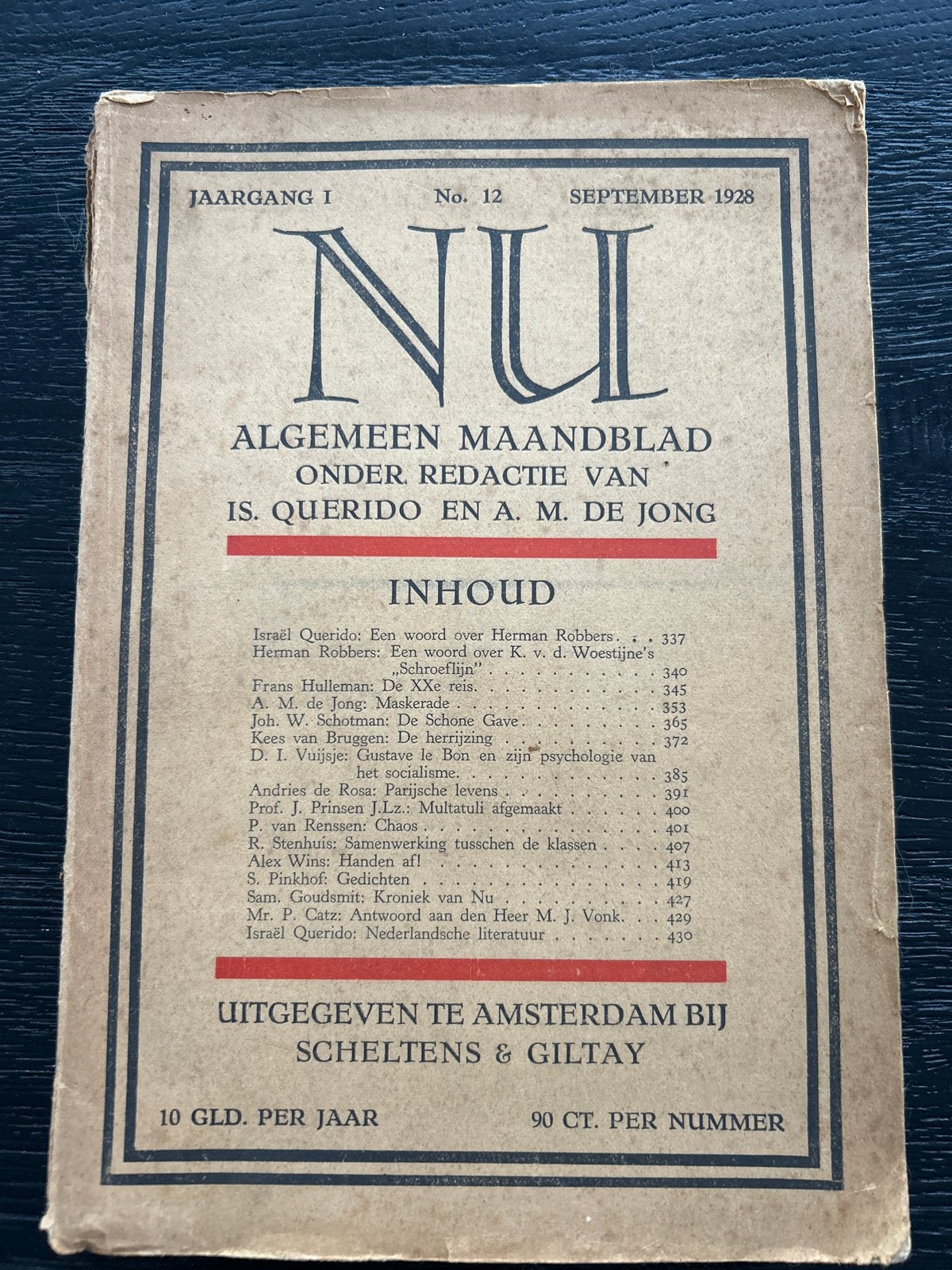 NU Algemeen Maandblad - Jaargang I, No. 12 (september 1928), Boeken, Ophalen of Verzenden, Gelezen, Overige typen