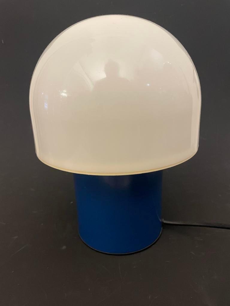 Vintage Habitat Paddestoel Lamp - Blauw & Wit, Huis en Inrichting, Lampen | Tafellampen, Gebruikt, Minder dan 50 cm, Metaal, Ophalen of Verzenden
