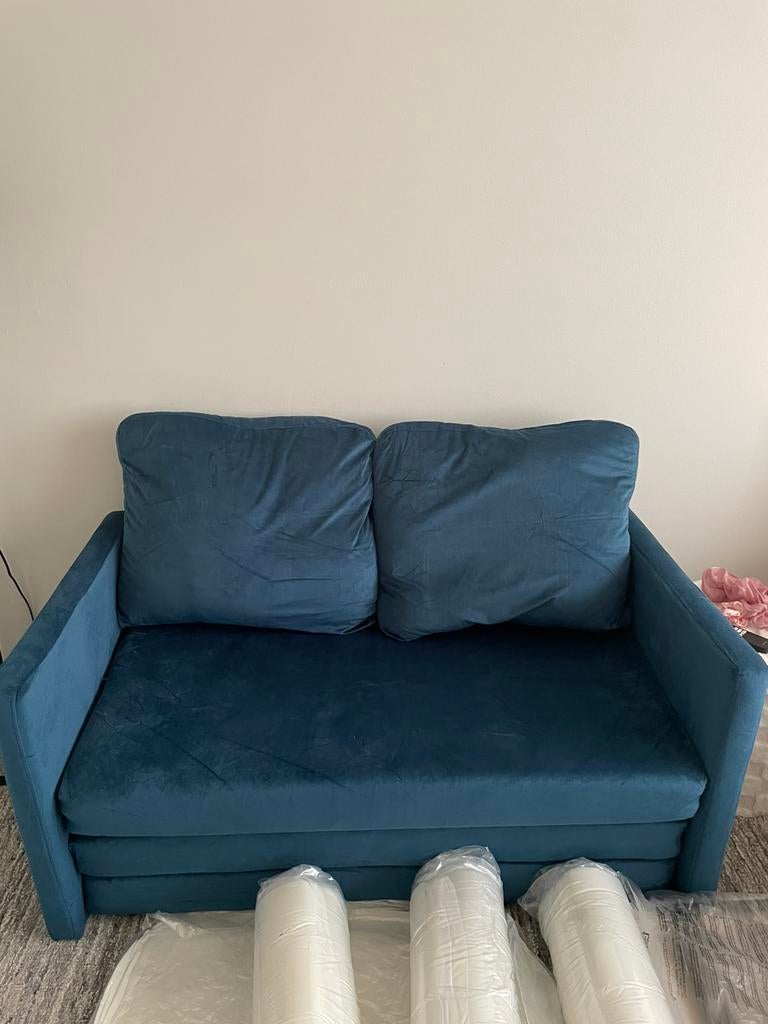 VidaXL slaapbank, Ophalen, Blauw, 190 cm of minder, 120 cm