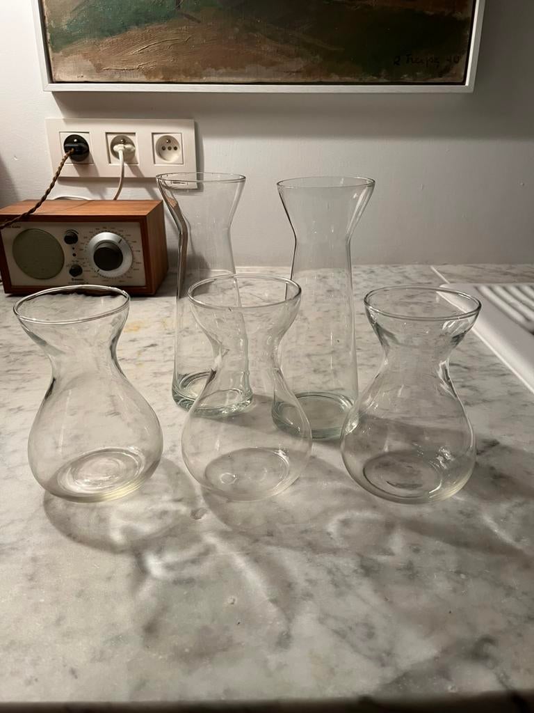 ANTIEKE VAZEN HYACINTHGLAS 5 STUKS GLAS BLOEMEN, Ophalen of Verzenden
