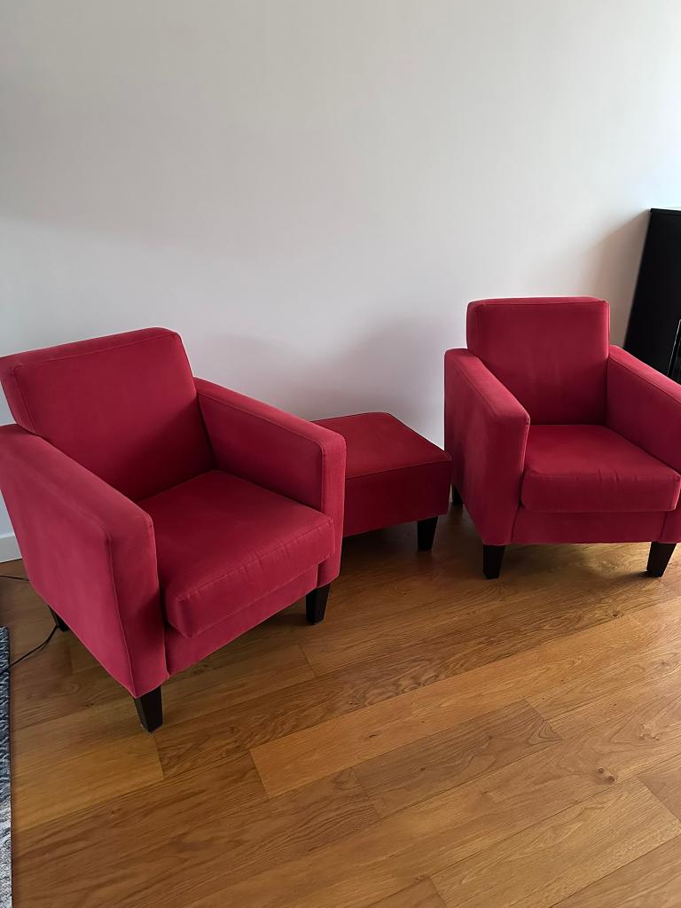 Twee prachtige fauteuils met hocker, Ophalen, Zo goed als nieuw, 75 tot 100 cm, 50 tot 75 cm