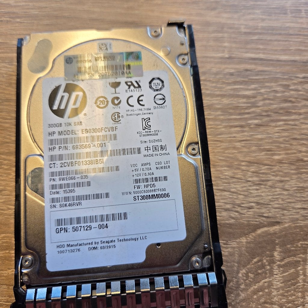 HP 600GB 10K SAS + Tray, Computers en Software, Harde schijven, Intern, Gebruikt, SAS, Server