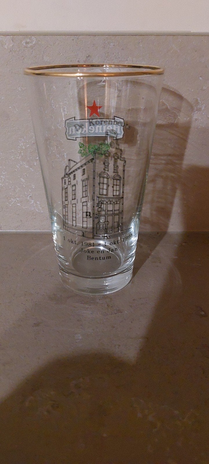 Vintage Heineken Bierglas - 1981-1991 Jubileum, Ophalen of Verzenden
